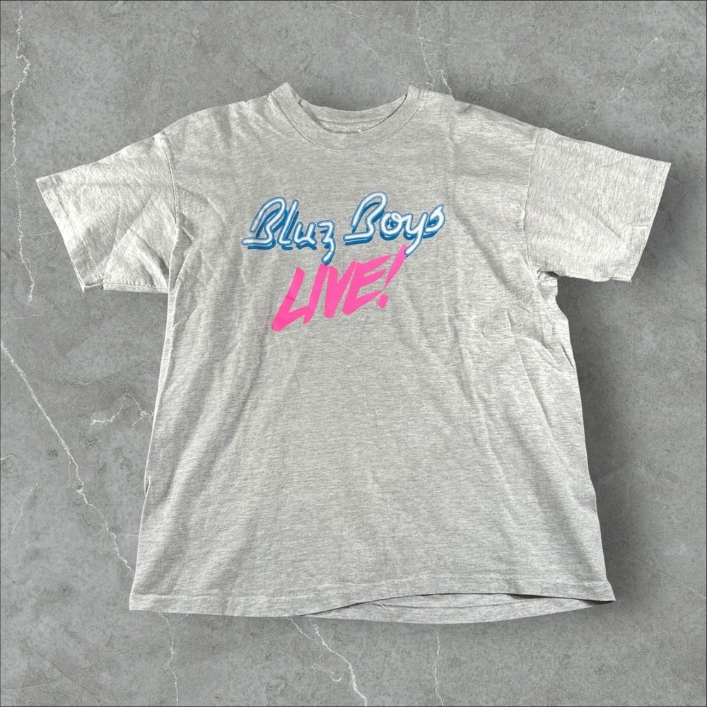 Vintage Bluz‎ Boys Shirt Mens XL Heather Grey Hanes Band Tee Concert Retro R&B